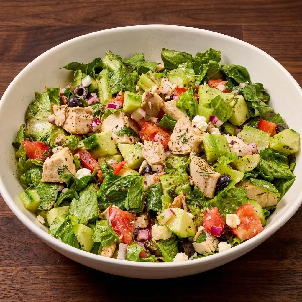 Greek salad with feta, olives and homemade dressing at Montfort Mediterranean Grill Ancaster